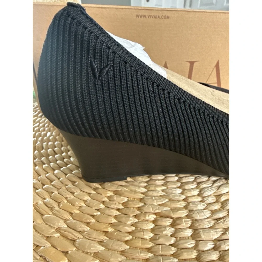 Vivaia Margot Square-Toe‎ Wedge Pumps Knit Sustainable Shoes EU/38 US/7-7.5
